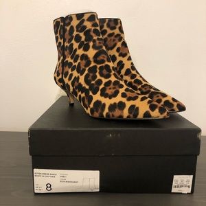 J crew kitten heel leopard calf hair boot